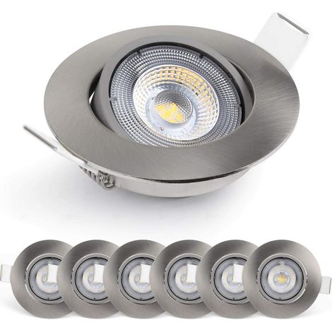 Set Mit 6 Led-einbaustrahlern, 50° Verstellbar, Warmweiß 3000k, Für Den Innenbereich