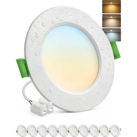 10er-pack Led-einbaustrahler, Schutzart Ip44, 5 W, 68–80 Mm Einbauöffnung, 3 Farbtemperaturen, Für Bad Und Küche