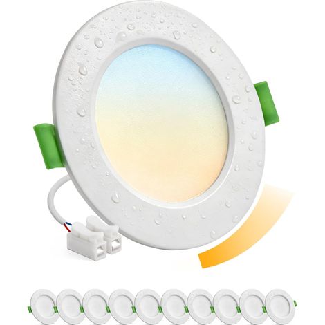 10er-pack Led-einbaustrahler, Dimmbar Mit 3 Farbtemperaturen, Schutzart Ip44, Badezimmer, 68–80 Mm Einbauöffnung