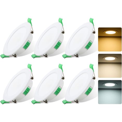 Set Mit 6 Led-einbaustrahlern, 7 W, Einstellbare Farbtemperatur, Ip44 Wasserdicht, Für Badezimmer, Küche, Wohnzimmer