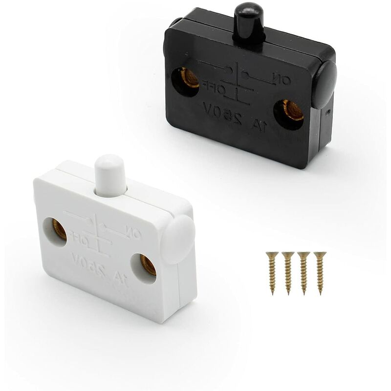 2-teiliger Einbau-schrankschalter, Automatischer Schalter Für Schränke Mit 4 Schutzabdeckungen Und 4 Schrauben (schwarz + Weiß)