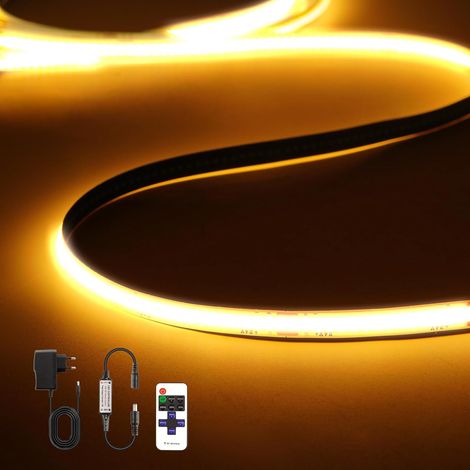 X 24v Cob-led-streifen, Warmweiß 2700k, 320 Leds/m, Dimmbar Mit Fernbedienung, Für Zuhause, Küche, Spiegel