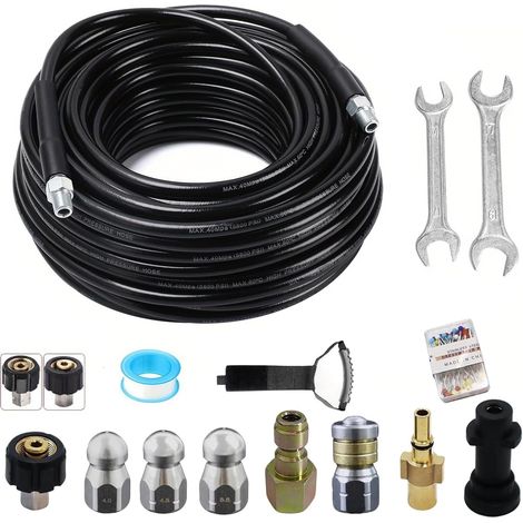 Abflussreinigungsspirale, 10 M, 5800 Psi Hochdruck, 4 Kärcher Düsen, Bosch Adapter, Kanalisation & Dachrinnen
