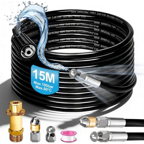 X 15 M Reinigungsschlauch, 180 Bar, Drehbare Düse, M22-adapter Für Kärcher-rohre