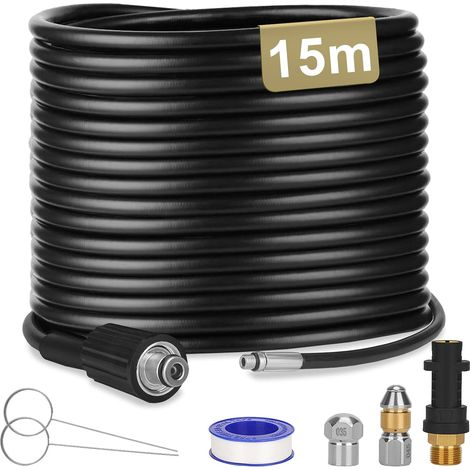 X 15 M Abflussreinigungsschlauch, Rotierende Düsen, M22-adapter, Kärcher K2-k7, 180 Bar Druck