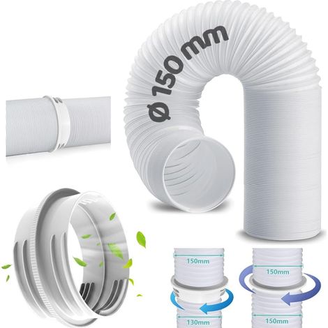 X 200 Cm Abluftschlauch, Durchmesser 130 Mm Und 150 Mm, Flexibel Für Mobile Klimaanlagen, Universal-fensteradapter
