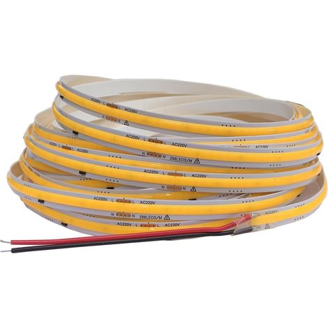 Cob-led-streifen, 220 V, Flexibel, 296 Leds, Warmweiß 3000 K, Lineare Innenbeleuchtung