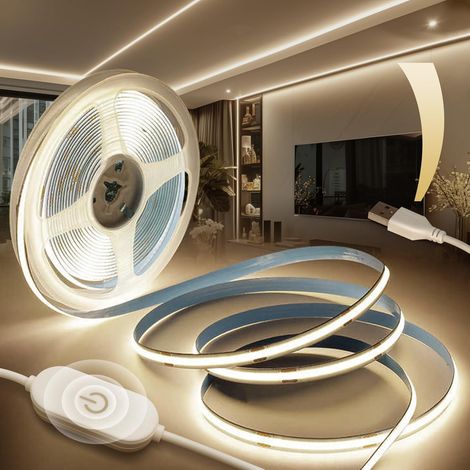 X 3 M Usb-dimmbarer Cob-led-streifen, Neutralweiß 4000 K, Flexibel, Für Fernseher, Kleiderschrank, Schlafzimmer