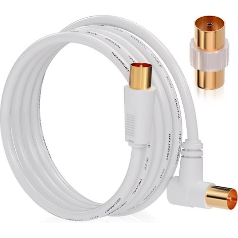 X 5 M Tv-antennenkabel, 75 Ohm Koaxialkabel, Doppelt Geschirmtes Reinkupferkabel, Winkelstecker, Adapter Im Lieferumfang Enthalten, Für Den Innenbereich