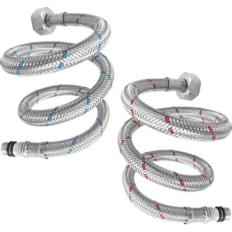 2-teiliger Flexibler Wasserhahn, G3/8 X M10, Edelstahl, 80 Cm, Küche, Badezimmer