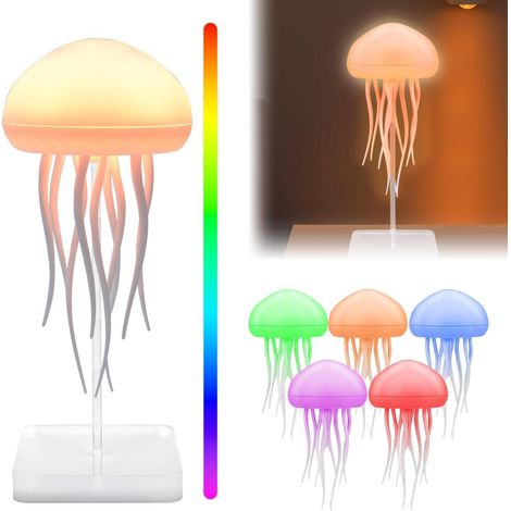 Quallenlampe, Led-nachtlicht, Rotierende Tentakel, Sprachmodus, Usb-aufladbar, Schlafzimmerdekoration