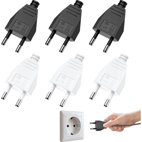 6-teiliger Stecker (männlich), Euro-flachstecker 250 V 2,5 A, Schwarz-weißer Abs-stecker Für Haushaltsgeräte