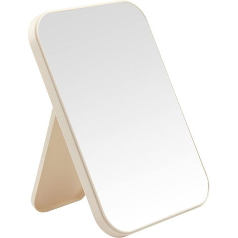 Faltbarer Kosmetikspiegel, Verstellbarer Ständer, Hd-glas, Abs, Khaki, Wandmontage