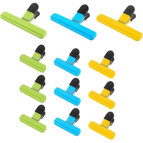 Set Mit 12 Beutelclips, 2 Größen, Abs-kunststoff, Gummi, Küche