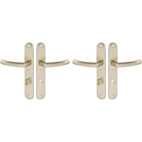 1 Set Türgriff Auf Verriegelungsplatte, 195 Mm Lochabstand, Champagner-finish, Aluminium, Für Wc/badezimmer