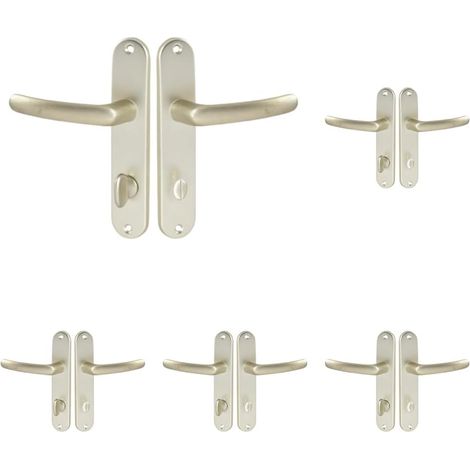Türgriffset Auf Rosette, 165 Mm Mittenabstand, 7 Mm Quadratisch, Aluminium, Champagner-finish, Für Wc/badezimmer