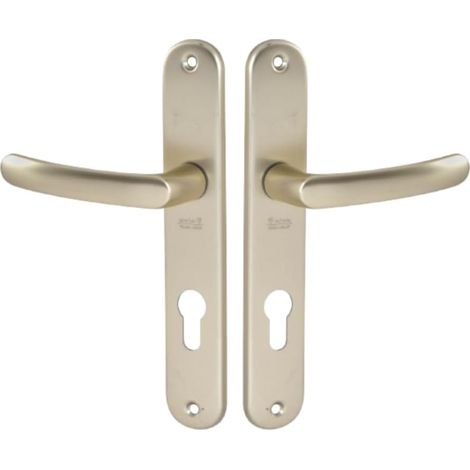 Satz Türgriffe, 195 Mm Lochabstand, 7 Mm Quadratisch, Aluminium In Champagner-optik, Für Eingangs-, Büro- Oder Garagentüren