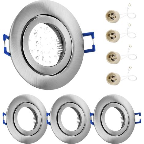 4x Einbaustrahler, Gebürstetes Nickel-aluminium, Ip44, Gu10-fassung, 68-mm-bohrung, Für Badezimmer Im Außenbereich