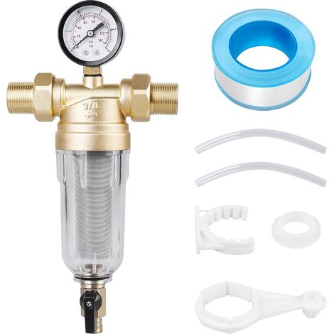 Wasserfilter, Integriertes Manometer, Automatische Spülung, 40-mikron-sieb, Kupfer, Für Haushalt Und Brunnen