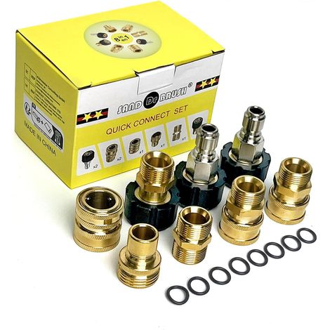 8-teiliges Schnellkupplungsset Für Hochdruckschläuche M22-14 Mm Aus Edelstahl Und Messing Für Die Außenreinigung