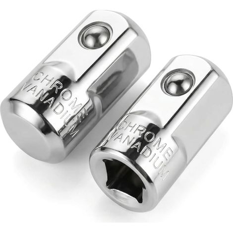 Set Mit 2 Steckschlüsseladaptern, 1/4" Innengewinde Auf 1/2" Außengewinde, Chrom-vanadium-stahl, Für Ratschen- Und Handwerkzeuge