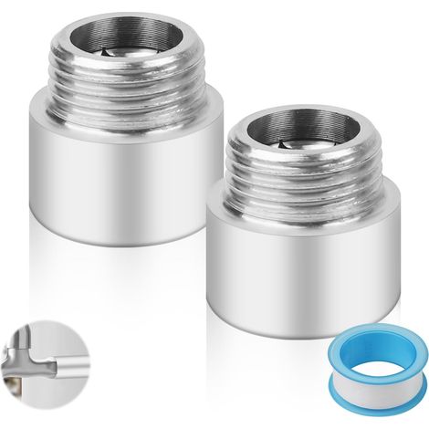 Set Mit 2 Edelstahl-wasserhahnverlängerungen G1/2, 20 Mm, Gewindeanschluss Für Badezimmer