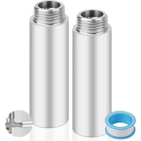 Set Mit 2 Edelstahl-wasserhahnverlängerungen G1/2, 80 Mm, Gewindeanschluss Für Badezimmer