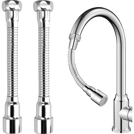 Set Mit 2 16 Cm Langen, Schwenkbaren Edelstahl-armaturenverlängerungen, 360°-verlängerung Für Küche, Bad Und Spüle