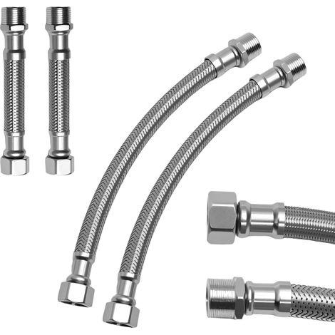 Flexible 3/8-zoll-edelstahlschläuche, 10 Cm Und 20 Cm, Universelle Wasserdichte Anschlüsse Für Küchen-, Badezimmer- Und Spülbeckenarmaturen