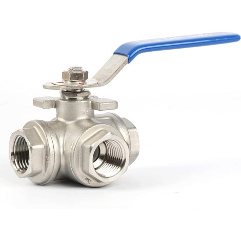 Dreiwege-kugelhahn, Edelstahl 304, G 1/2"-gewinde, T-anschluss, Für Sanitär- Und Industrieanwendungen