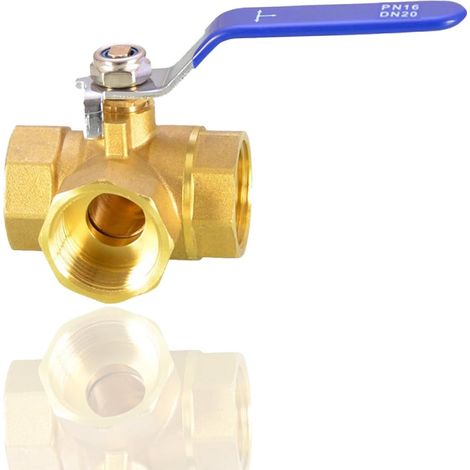 Dn20 3-wege-kugelhahn, Messing, Edelstahl, Wasser, Luft, Öl, Gas