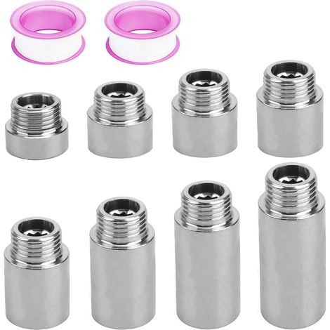 Set Mit 8 Edelstahl-armaturenverlängerungen G1/2, 10 Bis 60 Mm, Für Küche Und Bad