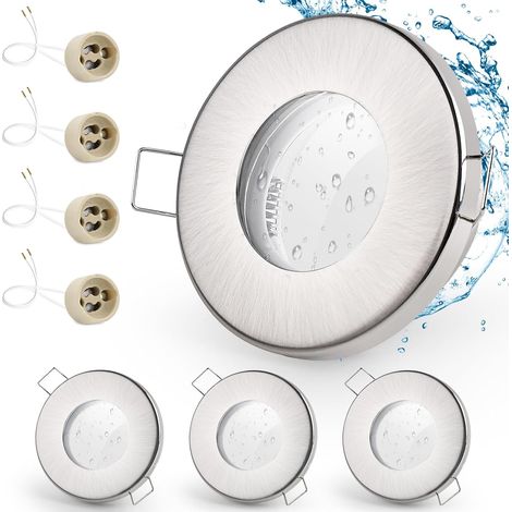 Einbaustrahler, Schutzart Ip65, Gebürstetes Nickel-eisen, Gu10-fassung, Rund, 68 Mm, Für Badezimmer/außenbereich