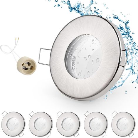 6x Einbaustrahler, Ip65, Gebürstetes Nickel-eisen, Gu10-fassung, Rund 68 Mm, Für Badezimmer Im Außenbereich