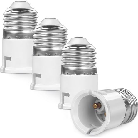 Set Mit 4 E27-auf-b22-fassungsadaptern, Feuerhemmender Kunststoff, Für Energiesparlampen Und Led-lampen, Wohn-/schlafzimmer