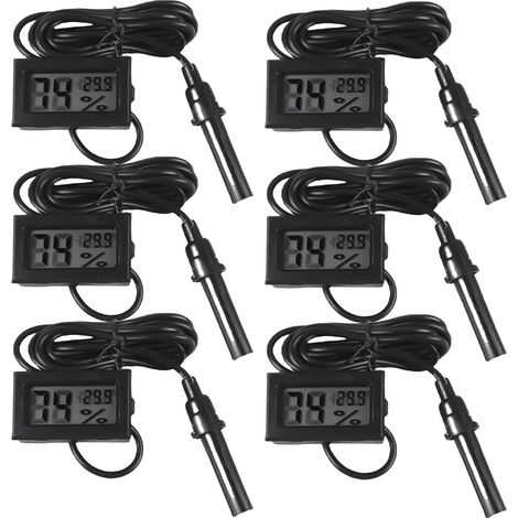 Set Mit 6 Thermometern, Hygrometern, Lcd, Abs, Reptilien, Aquarium