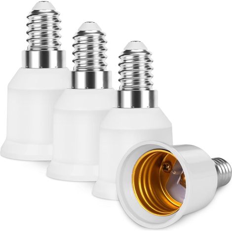Set Mit 4 E14-auf-e27-adaptern, Feuerhemmender Kunststoff, Max. 60 W, Für Led-lampen