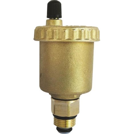Automatisches Entlüftungsventil M12/17, Gebürstetes Messing, Vertikaler Auslass, 110 °c, 10 Bar, Absperrventil, Heizung