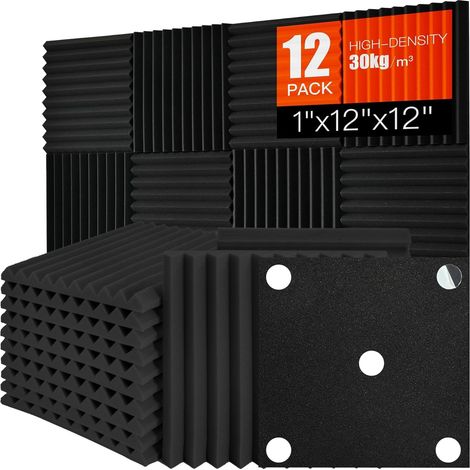 Set Mit 12 Akustikschaumstoffplatten, Doppelseitig Klebend, 3d-design, Für Studio Und Büro