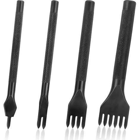 4-teiliges Ahlenset Für Leder, Kohlenstoffstahl, 1/2/4/6 Zähne, 4 Mm Teilung, Zum Nähen Und Basteln