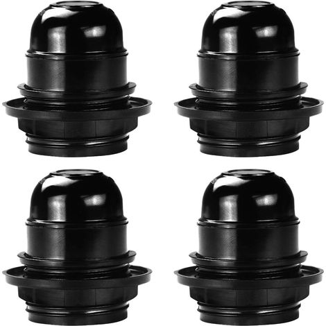 Set Mit 4 E27-fassungen, Schwarzer Kunststoff, Außengewinde, 250 V 4 A, Für Tischlampen Und Kronleuchter