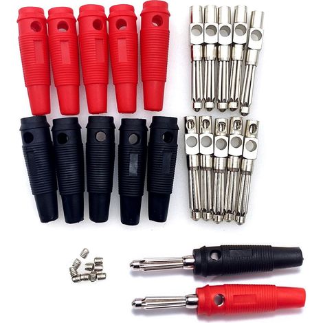 10 Bananenstecker, Stapelbarer Stecker, Vernickeltes Kupfer, 32 A, 1000 V, Pvc-schutzhülle, Geeignet Für Labor Und Audioanwendungen