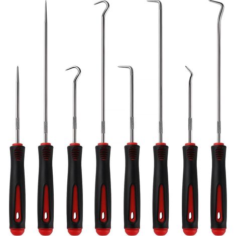 8-teiliges Hakenset, Gerader Haken, Legierter Stahl, Gummigriff, Für Öldichtungen, Kfz-mechaniker