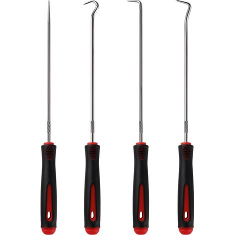 4-teiliges Haken-set, Präzisionsspitze, Legierter Stahl, Gummigriff, Für Kfz-mechaniker
