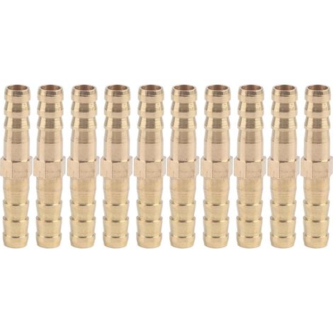 10 Stück 2-wege-schlauchverbinder Aus Messing, Gerade, 6 Mm Schlauchanschluss, Schlauchtülle, Für Luft, Wasser Und Öl