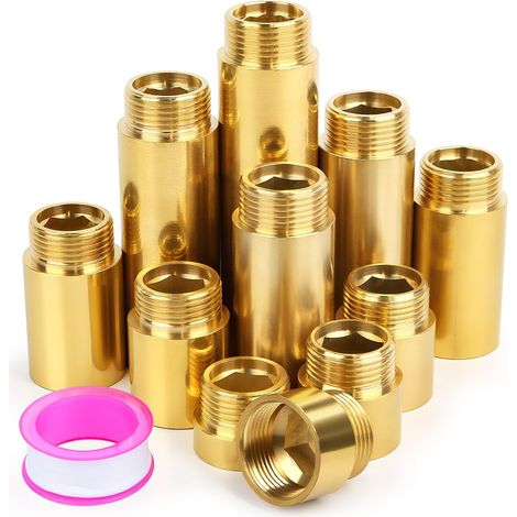 2-teilige Wasserhahnverlängerung, 15 Mm, Messing, 1/2"-gewinde, Trinkwasser, Heizung