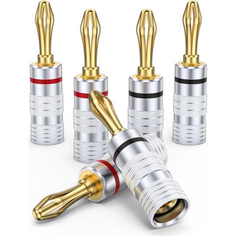 Paar Bananenstecker, 24 Karat Vergoldet, Messing, Doppelschraube, Für Lautsprecherkabel