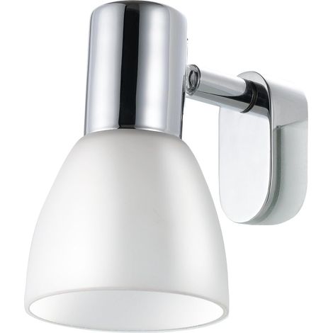 Wandleuchte, Silberfarbenes Metall, Weißes Glas, Schutzart Ip44, E14-fassung, Badezimmer