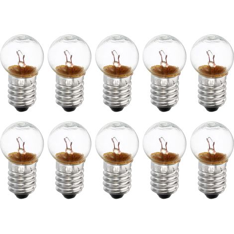 10 E10 Miniaturglühbirnen, 4,8 V Gleichstrom, Warmgelbes Licht, Glas Und Metall, Für Taschenlampen Und Instrumente, Mit Schachtel