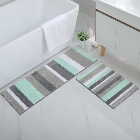 2er-set Badematten, Weiche Mikrofaser, Saugfähig, Rutschfest, Maschinenwaschbar, Badezimmer